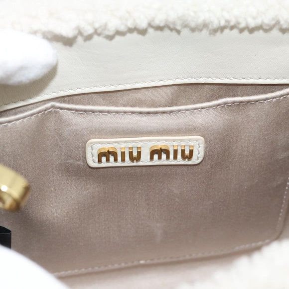 Miu Miu Hand Bag Shearing 2way White Gold Auth ka4884SAM