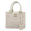 Miu Miu Hand Bag Shearing 2way White Gold Auth ka4884SAM-13