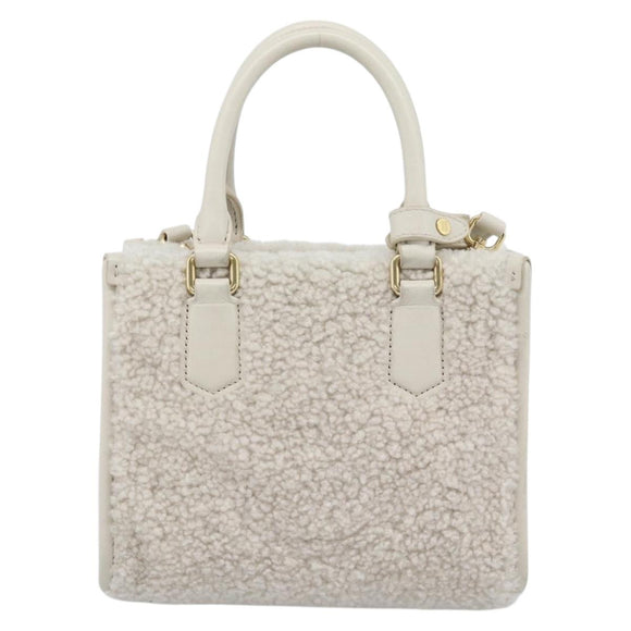 Miu Miu Hand Bag Shearing 2way White Gold Auth ka4884SAM