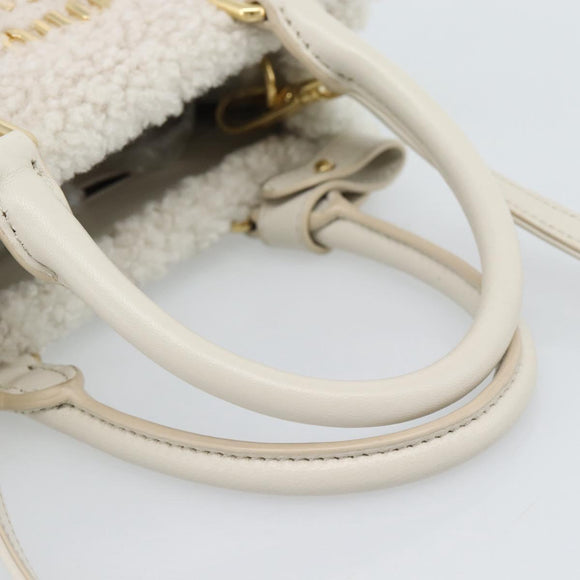 Miu Miu Hand Bag Shearing 2way White Gold Auth ka4884SAM