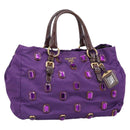 PRADA Hand Bag Nylon Purple Gold Auth ka4889A-1