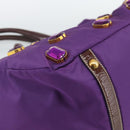 PRADA Hand Bag Nylon Purple Gold Auth ka4889A-15