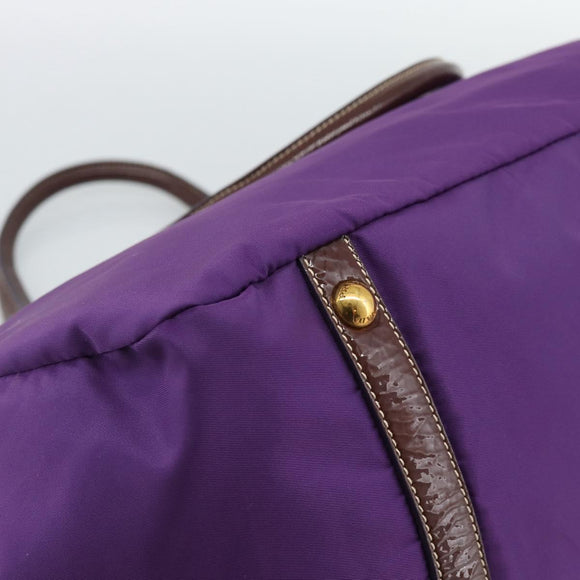 PRADA Hand Bag Nylon Purple Gold Auth ka4889A