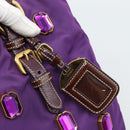 PRADA Hand Bag Nylon Purple Gold Auth ka4889A-9