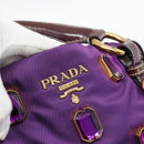 PRADA Hand Bag Nylon Purple Gold Auth ka4889A-18