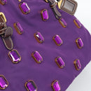 PRADA Hand Bag Nylon Purple Gold Auth ka4889A-10