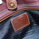 PRADA Hand Bag Nylon Purple Gold Auth ka4889A-19
