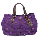 PRADA Hand Bag Nylon Purple Gold Auth ka4889A-13