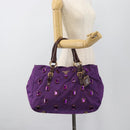 PRADA Hand Bag Nylon Purple Gold Auth ka4889A-26