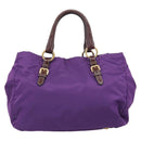PRADA Hand Bag Nylon Purple Gold Auth ka4889A-2