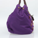 PRADA Hand Bag Nylon Purple Gold Auth ka4889A-3