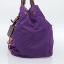 PRADA Hand Bag Nylon Purple Gold Auth ka4889A-4