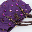 PRADA Hand Bag Nylon Purple Gold Auth ka4889A-6