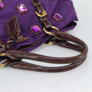 PRADA Hand Bag Nylon Purple Gold Auth ka4889A-7