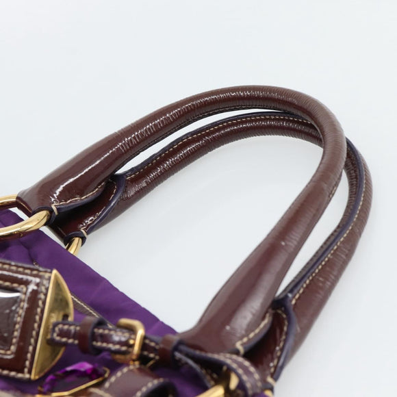 PRADA Hand Bag Nylon Purple Gold Auth ka4889A
