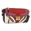 Miu Miu Biker Bag Shoulder Bag Lamb Skin Red Gold Auth ka4894M-1