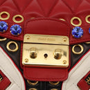 Miu Miu Biker Bag Shoulder Bag Lamb Skin Red Gold Auth ka4894M-17