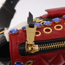 Miu Miu Biker Bag Shoulder Bag Lamb Skin Red Gold Auth ka4894M-18
