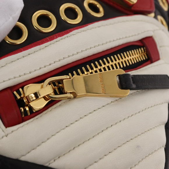 Miu Miu Biker Bag Shoulder Bag Lamb Skin Red Gold Auth ka4894M