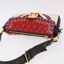 Miu Miu Biker Bag Shoulder Bag Lamb Skin Red Gold Auth ka4894M-6
