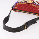 Miu Miu Biker Bag Shoulder Bag Lamb Skin Red Gold Auth ka4894M-7