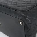 CHANEL Cambon Line Matelasse Tote Bag Leather Black Silver CC Auth ka4895SAM-16