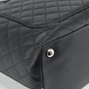 CHANEL Cambon Line Matelasse Tote Bag Leather Black Silver CC Auth ka4895SAM-17