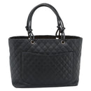 CHANEL Cambon Line Matelasse Tote Bag Leather Black Silver CC Auth ka4895SAM-2