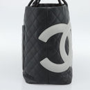 CHANEL Cambon Line Matelasse Tote Bag Leather Black Silver CC Auth ka4895SAM-3