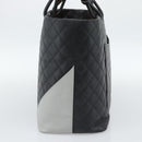 CHANEL Cambon Line Matelasse Tote Bag Leather Black Silver CC Auth ka4895SAM-4