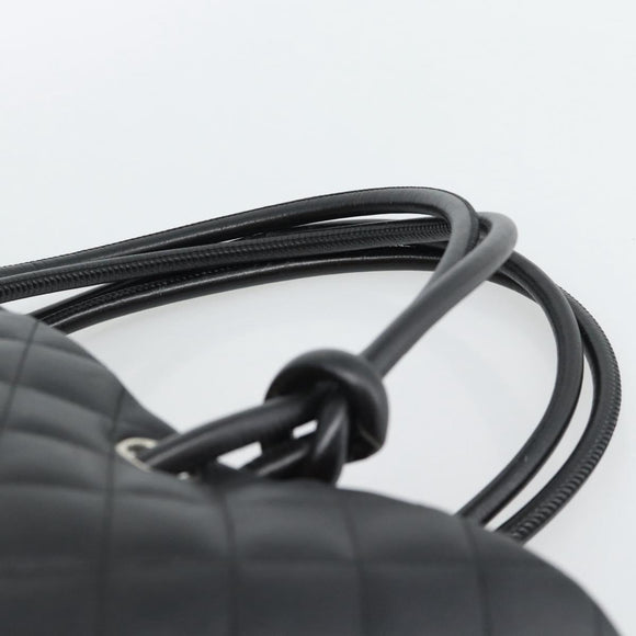 CHANEL Cambon Line Matelasse Tote Bag Leather Black Silver CC Auth ka4895SAM