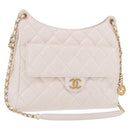 CHANEL Matelasse Chain Shoulder Bag Patent leather White Gold CC Auth ka4897SAM-1