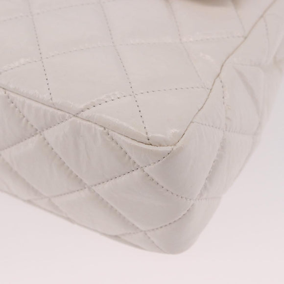 CHANEL Matelasse Chain Shoulder Bag Patent leather White Gold CC Auth ka4897SAM