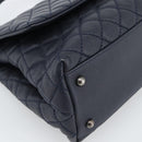 CHANEL Matelasse Chain Hand Bag Caviar Skin 2way Navy Silver CC Auth ka4899SAM-16