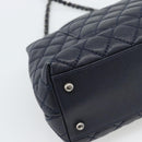 CHANEL Matelasse Chain Hand Bag Caviar Skin 2way Navy Silver CC Auth ka4899SAM-18