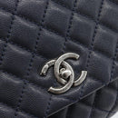 CHANEL Matelasse Chain Hand Bag Caviar Skin 2way Navy Silver CC Auth ka4899SAM-19