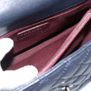 CHANEL Matelasse Chain Hand Bag Caviar Skin 2way Navy Silver CC Auth ka4899SAM-25