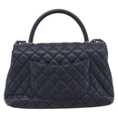 CHANEL Matelasse Chain Hand Bag Caviar Skin 2way Navy Silver CC Auth ka4899SAM-2