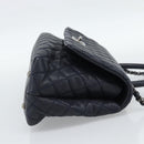 CHANEL Matelasse Chain Hand Bag Caviar Skin 2way Navy Silver CC Auth ka4899SAM-4