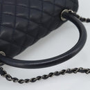 CHANEL Matelasse Chain Hand Bag Caviar Skin 2way Navy Silver CC Auth ka4899SAM-7