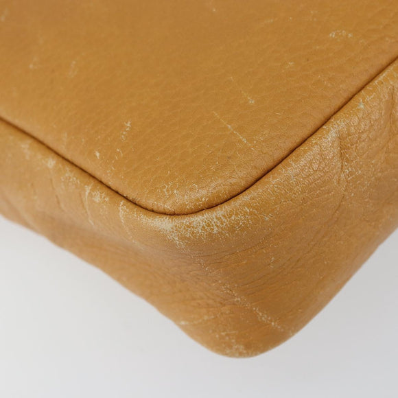 LOEWE Anagram Shoulder Bag Leather Brown Gold Auth ka490