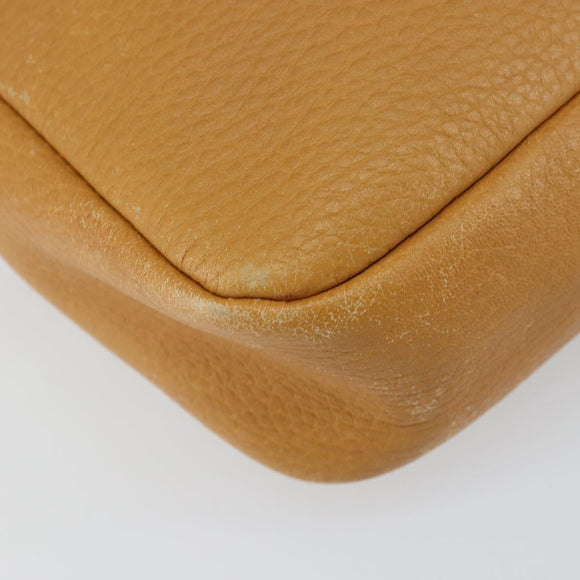 LOEWE Anagram Shoulder Bag Leather Brown Gold Auth ka490