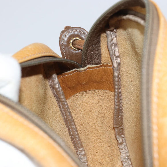 LOEWE Anagram Shoulder Bag Leather Brown Gold Auth ka490