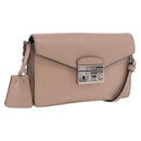 PRADA Shoulder Bag Saffiano leather Beige Silver Auth ka4901V-1