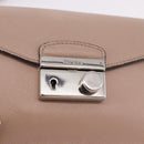 PRADA Shoulder Bag Saffiano leather Beige Silver Auth ka4901V-14