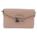 PRADA Shoulder Bag Saffiano leather Beige Silver Auth ka4901V-2