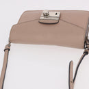 PRADA Shoulder Bag Saffiano leather Beige Silver Auth ka4901V-6