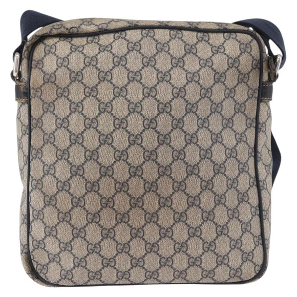 GUCCI GG Supreme Shoulder Bag PVC Navy Silver 201448 Auth ka4904