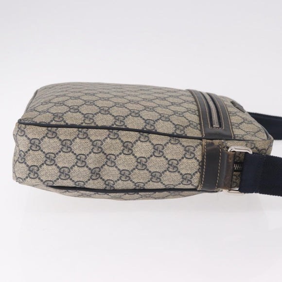 GUCCI GG Supreme Shoulder Bag PVC Navy Silver 201448 Auth ka4904