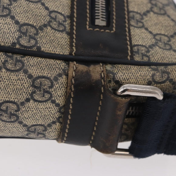 GUCCI GG Supreme Shoulder Bag PVC Navy Silver 201448 Auth ka4904